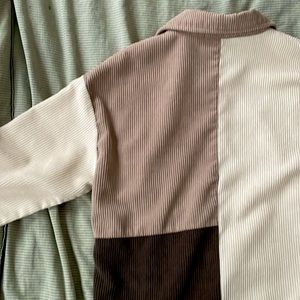 Corduroy color block button down